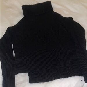 Black Wool & Cashmere Turtleneck Sweater